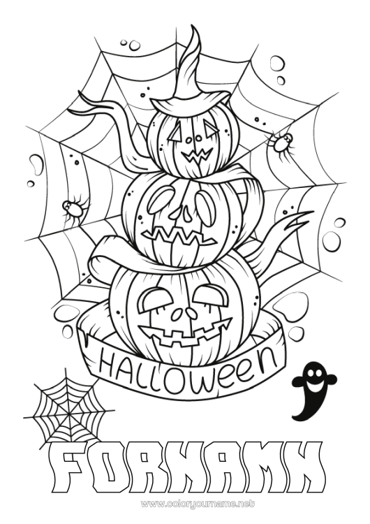 Färgläggningssida att skriva ut Pumpa Spindel Halloween Insekter Anmälan 