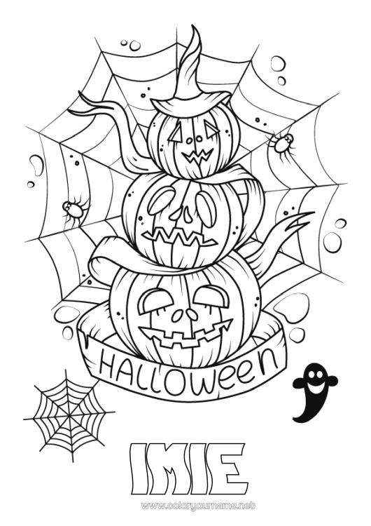 Kolorowanka do wydruku Dynia Pająk Halloween Owady Napis 'halloween'