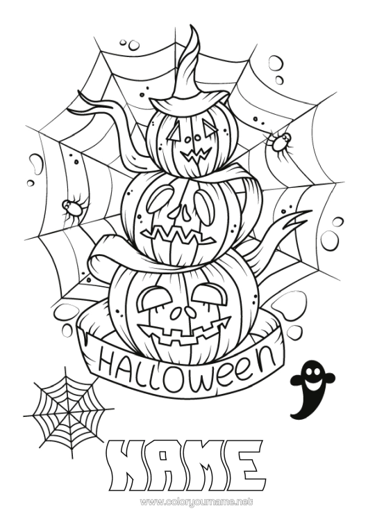 Colouring page to print Pumpkin Spider Halloween Insects Halloween Sign-Up