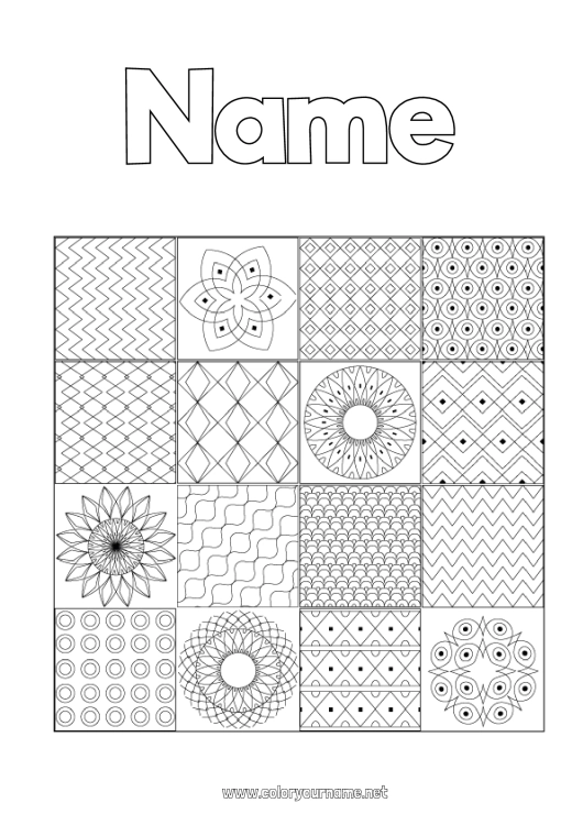 Coloring page to print Symbols Geometric shapes Mosaics Symmetry Portugal