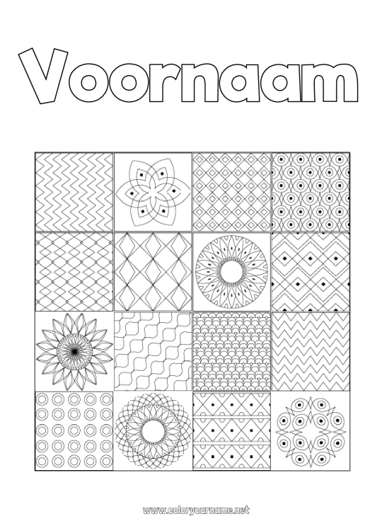 Kleurplaat om af te drukken Symbolen Geometrische vormen Mozaïeken Symmetrie Portugal