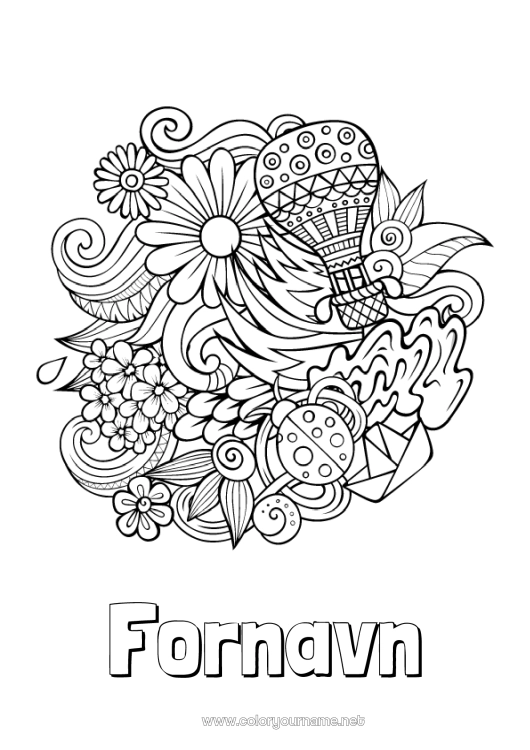 Fargeleggingssiden til utskrift Rolig og zen Vår Symboler Doodle Anti-stress
