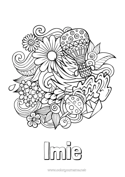 Kolorowanka do wydruku Spokojny i zen Wiosna Symbole Doodle Antystres