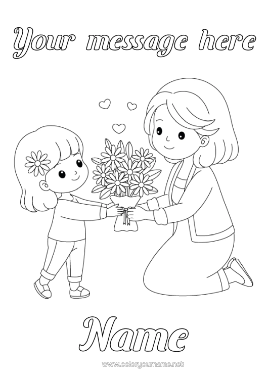 Colouring page to print Flowers Mum Bunch