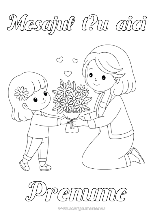 Pagină de colorat de imprimat Flori Mama Buchet