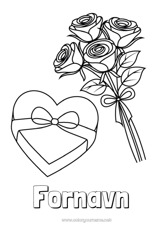 Fargeleggingssiden til utskrift Blomster Mamma God fest! Jeg elsker deg. Valentinsdagen Rosa Bukett