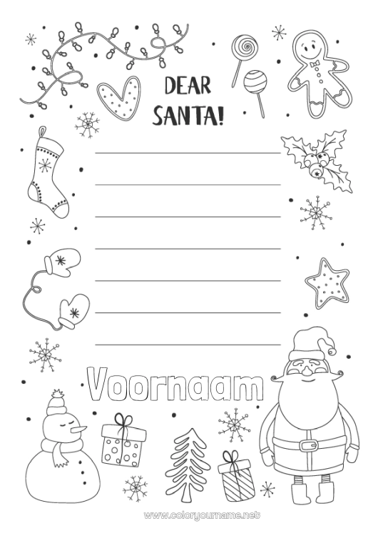 Kleurplaat om af te drukken Kerstmis Brief aan de Kerstman