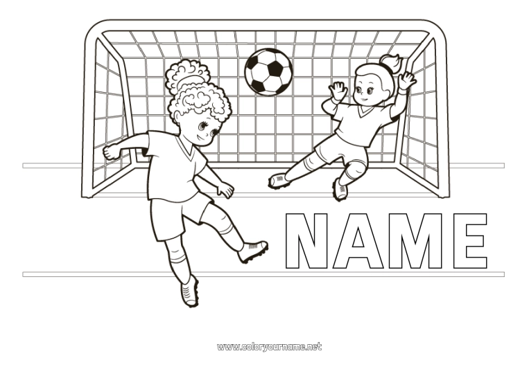 Coloring page to print Soccer ball Sport Team sports Women's football Soccer player Goalkeeper