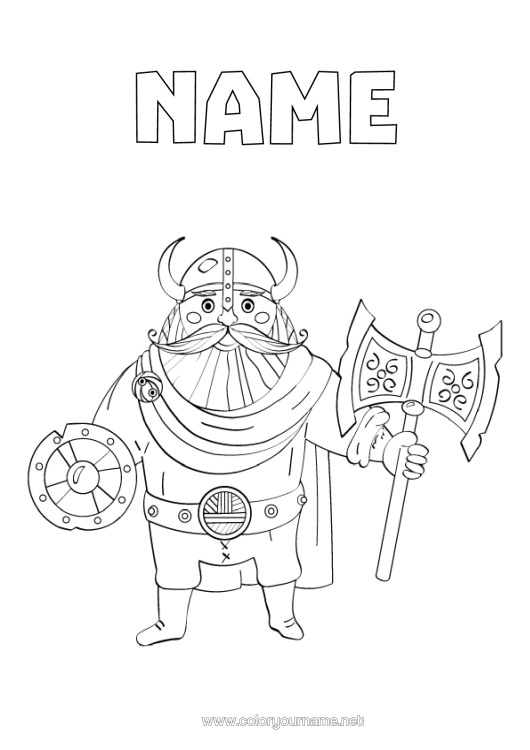 Colouring page to print Iceland Viking