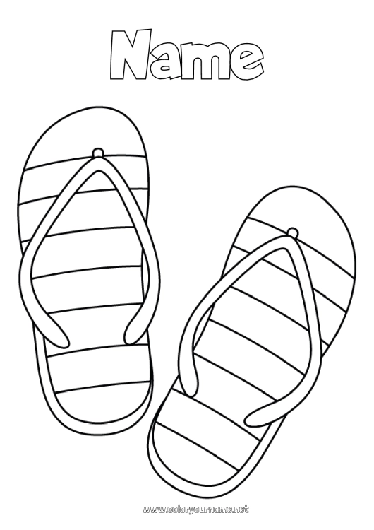 Coloring page to print Flip flops Easy coloring pages Shoe