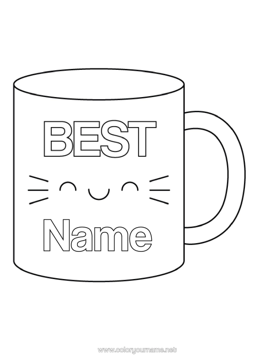 Colouring page to print Mug Sister Nanny Drink Best