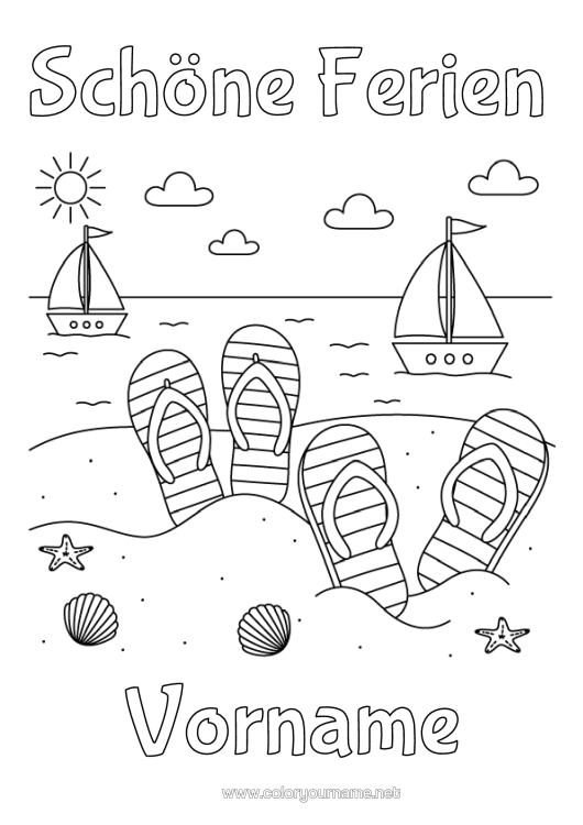 Malvorlage Sch ne Ferien Zehensandalen Am Strand Malvorlage Sch ne Ferien Zehensandalen Am Strand