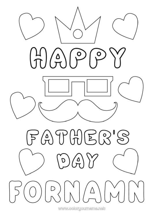 Färgläggningssida att skriva ut Pappa Grattis på födelsedagen Mustasch