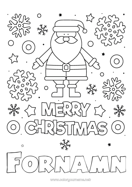 Färgläggningssida att skriva ut Jultomten Jul Snöflingor God Jul!