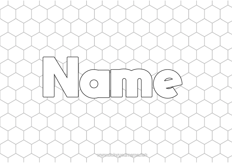 Colouring page to print Animal Bee Decorated Name Insects Geometric Shapes Cell
