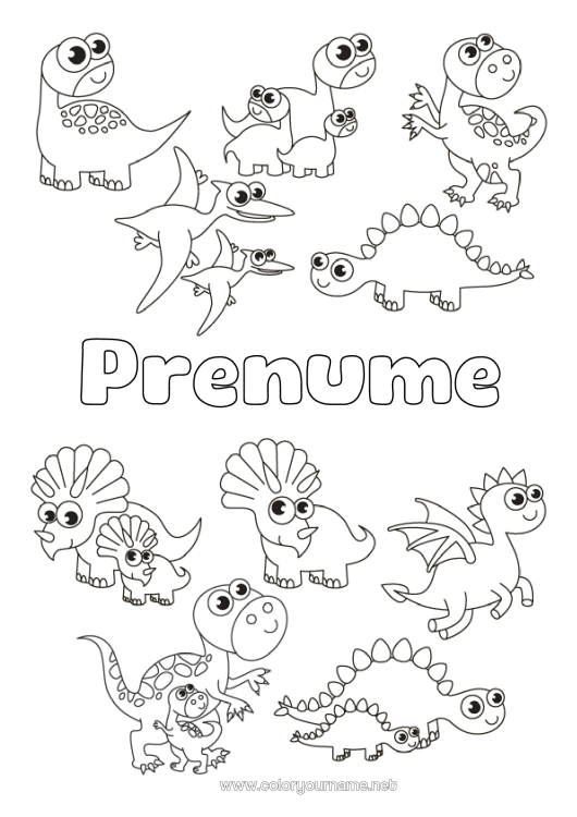 Pagină de colorat de imprimat Dinozauri Animal Tyrannosaur. Triceratops