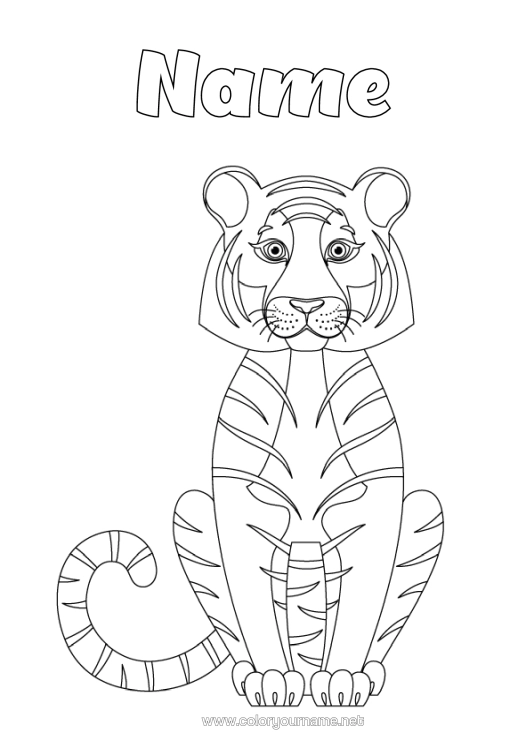 Colouring page to print Tiger Animal Wild Animals Of Africa
