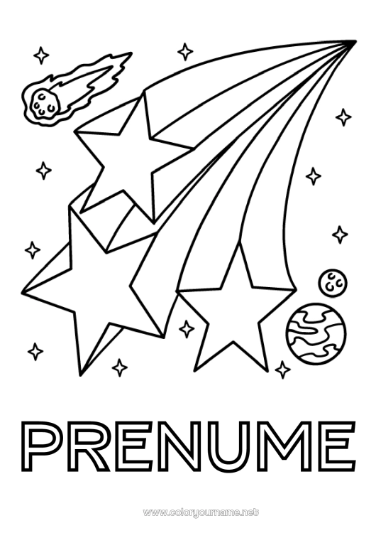 Pagină de colorat de imprimat Planete și sistemul solar Stele Astronomie