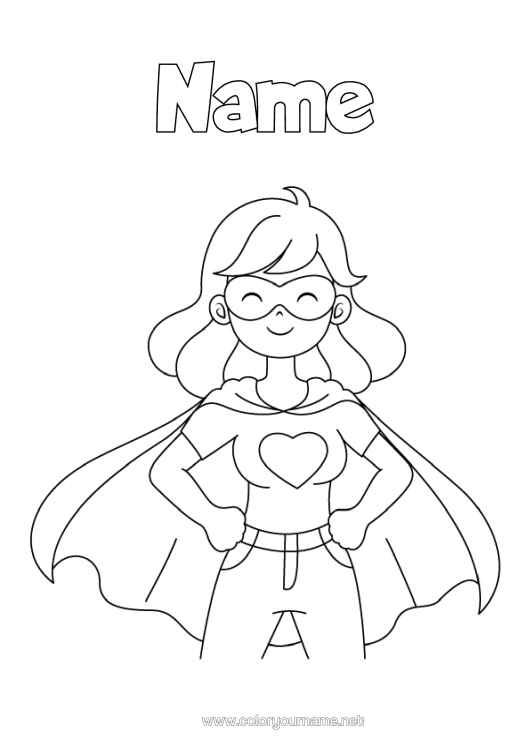 Colouring page to print Mum Hero Sister Nanny