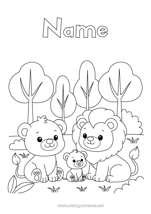 Colouring page to print Lion Animal Wild Animals Of Africa