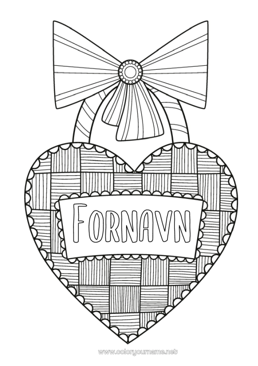 Farvelægningssiden til udskrivning Hjerte Zentangle
