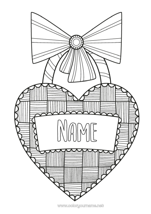 Colouring page to print Heart Zentangle