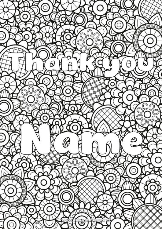 Colouring page to print Flowers Spring Decorated Name Complex Colouring Pages Zentangle