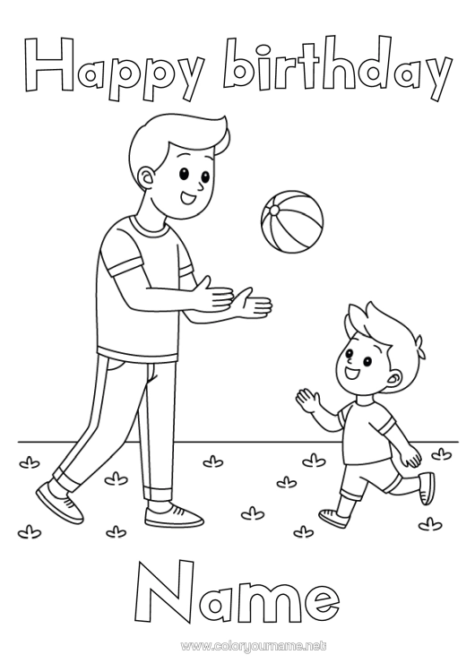 Colouring page to print Dad Beach Child Adult Beach Ball Coach, Trainer Games And Toys Competitions And Awards