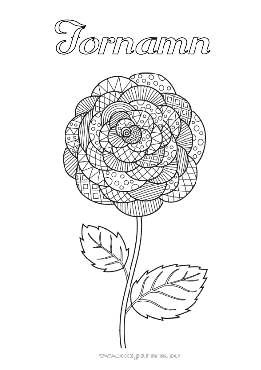 Färgläggningssida att skriva ut Blommor Zentangle