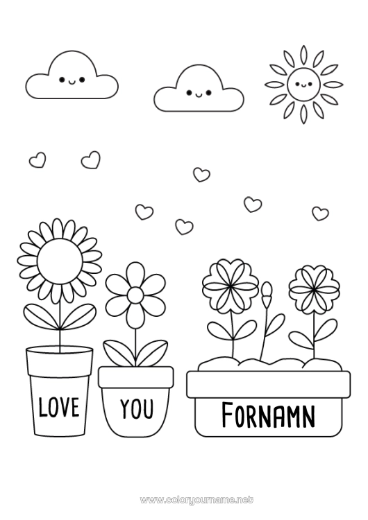 Färgläggningssida att skriva ut Blommor Hjärta