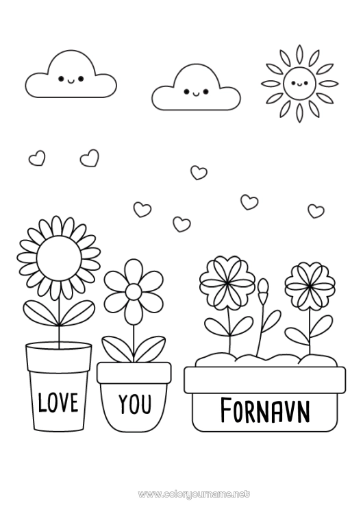 Fargeleggingssiden til utskrift Blomster Hjerte