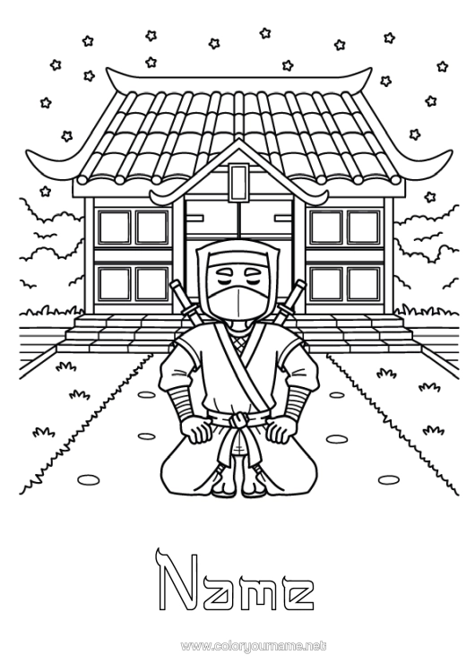 Colouring page to print Kimono Ninja
