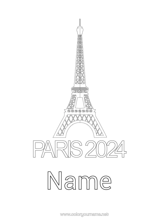Colouring page to print Sport Competitions And Awards Paris 2024 Olympic Games