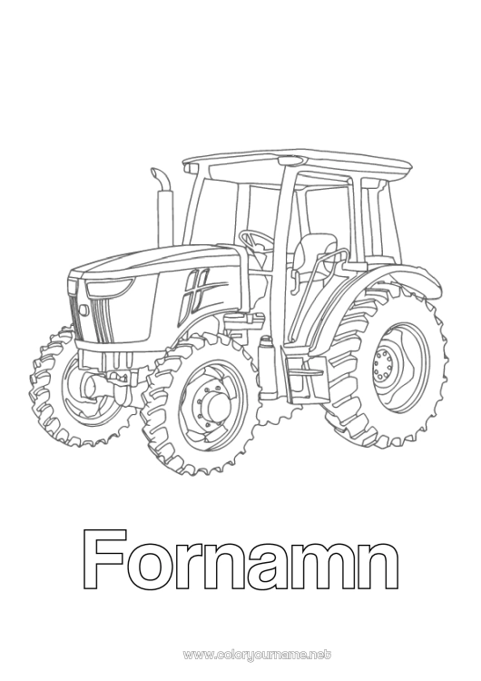 Färgläggningssida att skriva ut Fordon Traktor Gårdsfordon