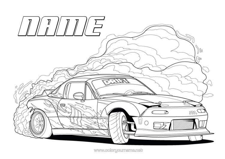Colouring page to print Sport Vehicles Car Racing Car Zentangle Cars, Vans And Motorhomes Race Cars And Circuits Motor Sports