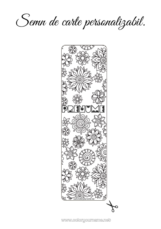 Pagină de colorat de imprimat Flori Vara Primăvară Semn de carte