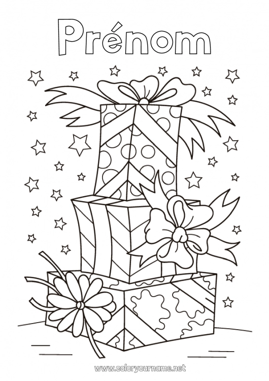 Coloriage à imprimer Cadeaux Anniversaire Noël