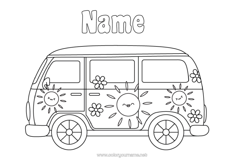 Colouring page to print Sun Vehicles Van Cars, Vans And Motorhomes