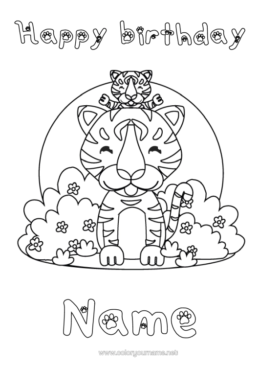Colouring page to print Tiger Child Animal Wild Animals Of Africa Adult