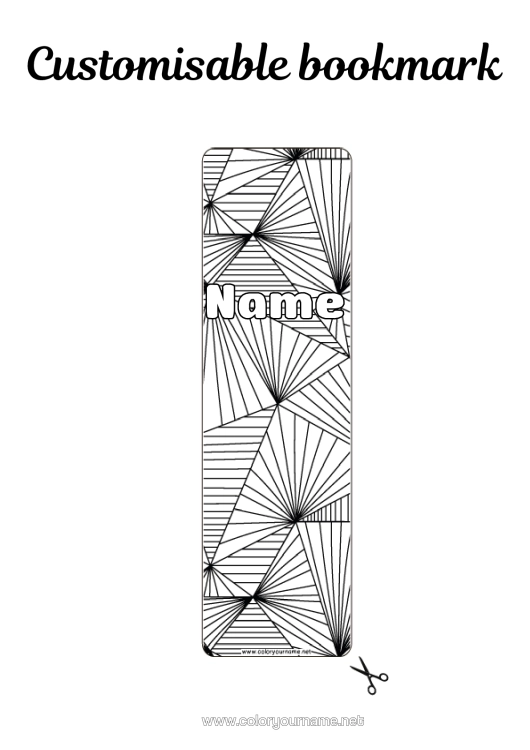 Colouring page to print Bookmark Zentangle Geometric Shapes Triangle