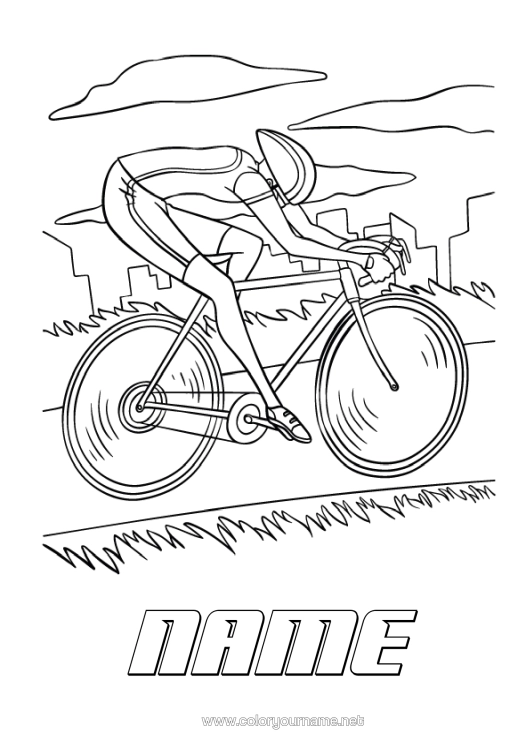 Colouring page to print Sport Vehicles Bicycle Two-Wheeled Vehicles Other Sports