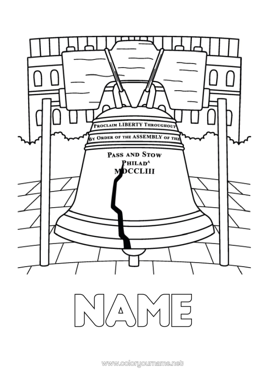 Colouring page to print Bell United States Of America 4Th Of July
