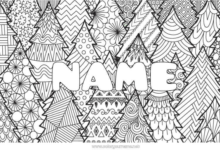 Coloring page to print Calm and zen Christmas tree Mandala Christmas Complex coloring pages Zentangle