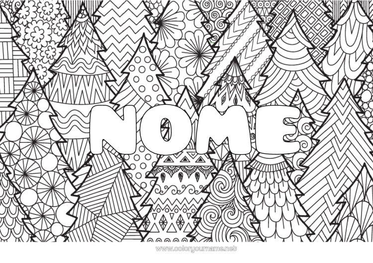 Pagina da colorare da stampare Calmo e sereno Albero di Natale Mandala Natale Colorazioni complesse Zentangle