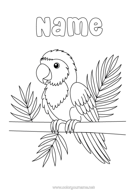 Colouring page to print Bird Animal Parrot Birds And Flying Mammals