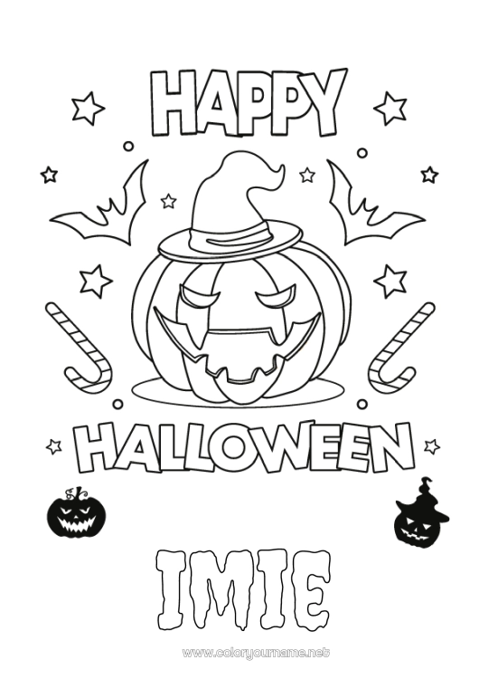 Kolorowanka do wydruku Dynia Halloween Napis 'halloween'