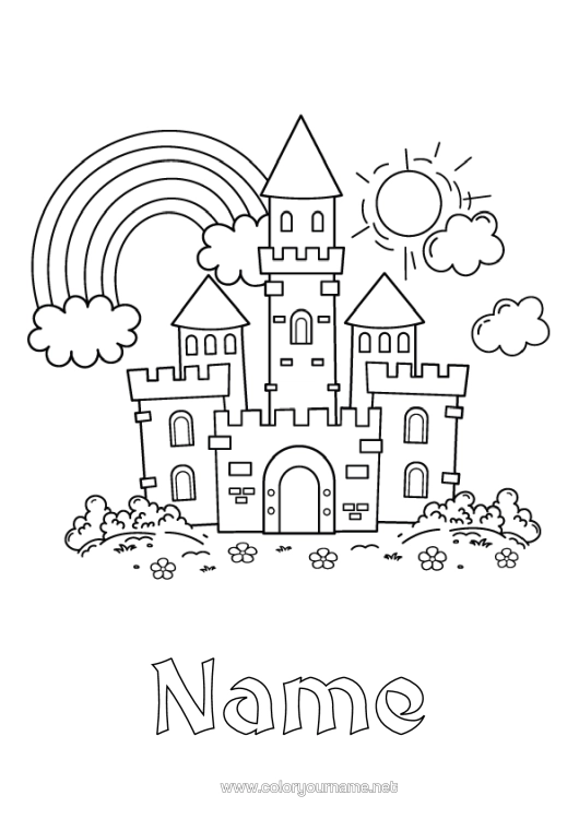 Colouring page to print Castle Fairy Tale