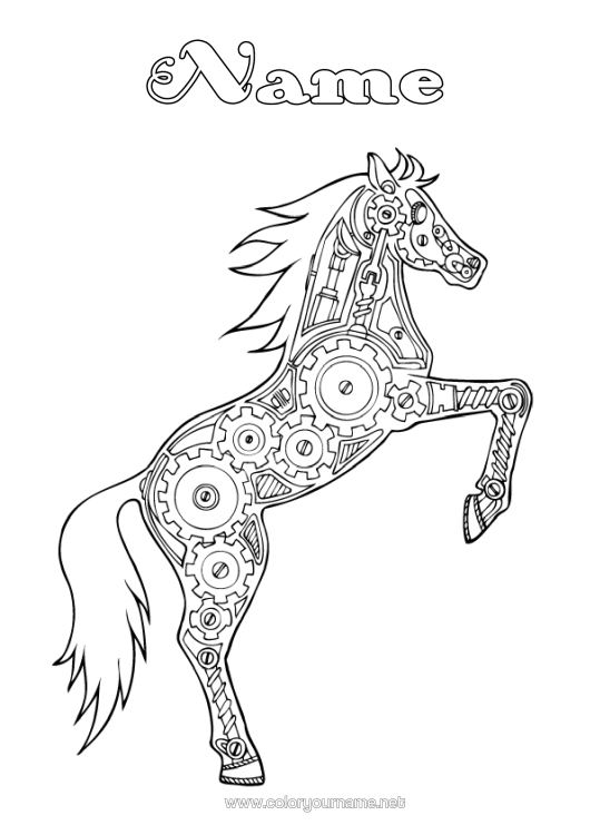 Colouring page to print Sport Robot Horse Animal Farm Animals Competitions And Awards Olympic Games