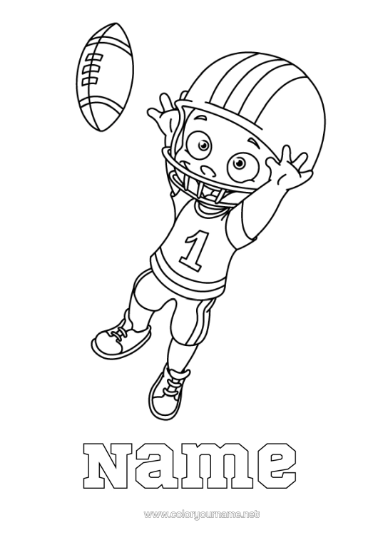 Colouring page to print Sport Rugby Team Sports Footballer