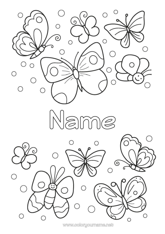 Colouring page to print Butterfly Animal Insects